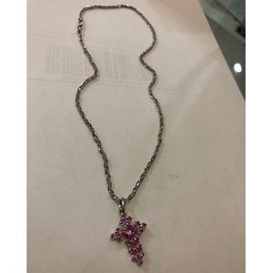 18k Italian white gold and cross pendent